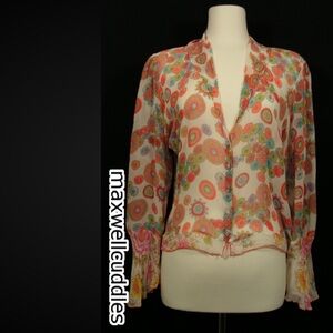 J JILL SILK DAISY BLOUSE Small PETITE NWT PRIMROSE Small Petite cr…